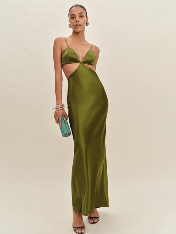 Poppies Silk Dress - Pear