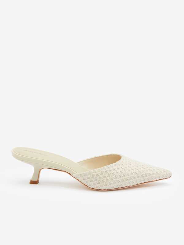 Wilda Kitten Mule - Woven Ivory