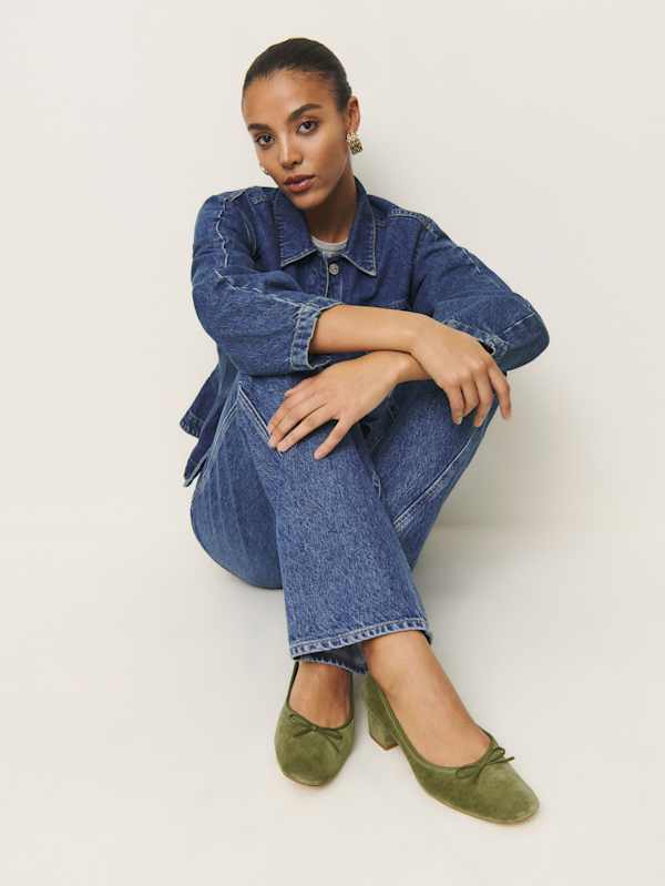 Terry Ballet Pump - Avocado Suede
