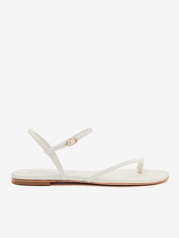 Oceane Flat Sandal - White Leather